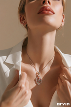 Silver Marquise Floral Vine Necklace