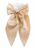 Soft Coffee Sparkle Long Tail Hair Bow