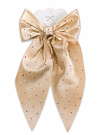 Soft Coffee Sparkle Long Tail Hair Bow