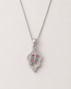 Silver Marquise Floral Vine Necklace