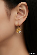 Stainless Steel leaf Huggies Earings