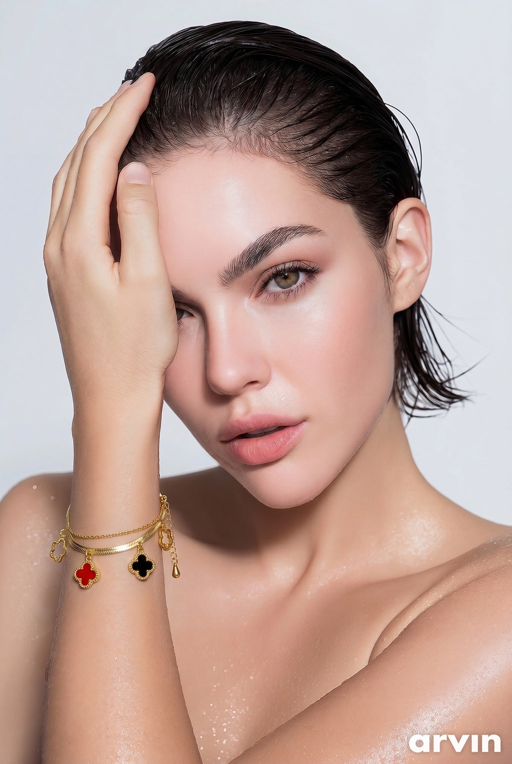 Signature Stainless Steel  Clover Gold Bracelet