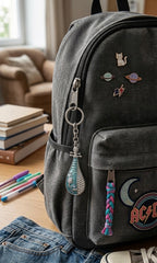 Vintage Inspired Lute Keyring with Crystal Accents