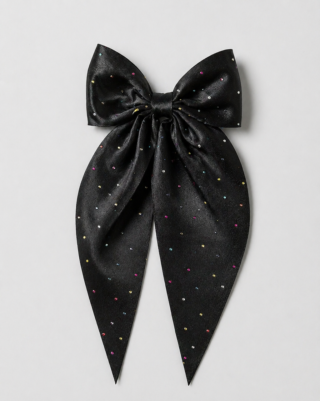Black Sparkle Long Tail Hair Bow