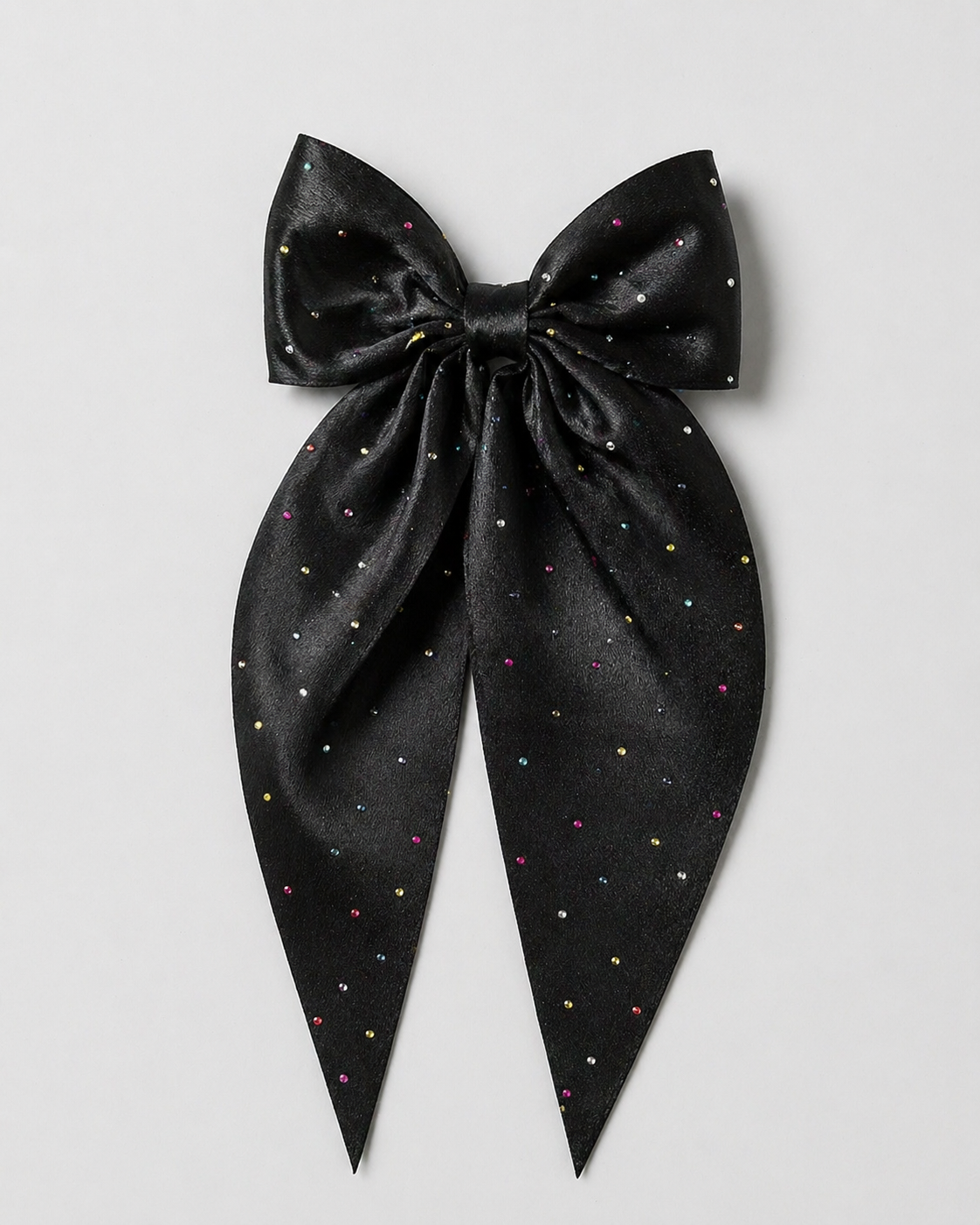 Black Sparkle Long Tail Hair Bow