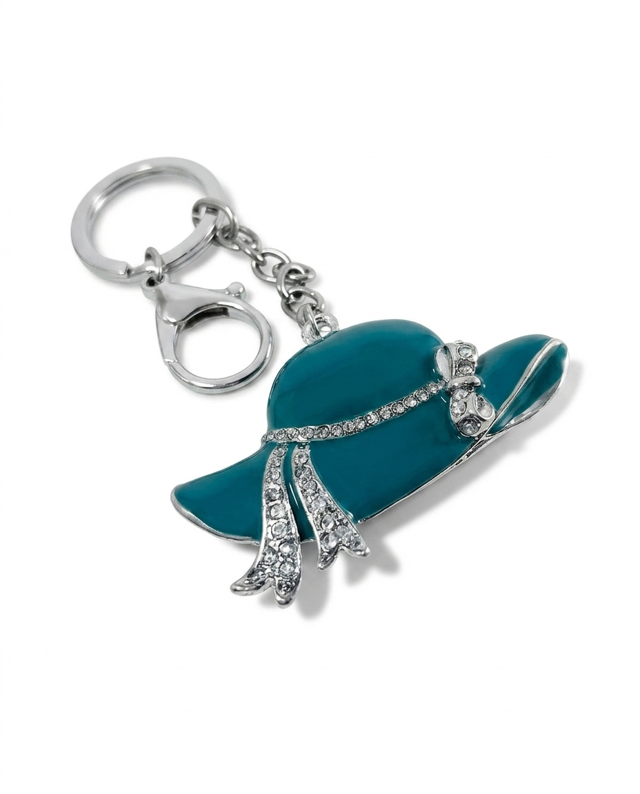 Chic Teal Hat Keyring