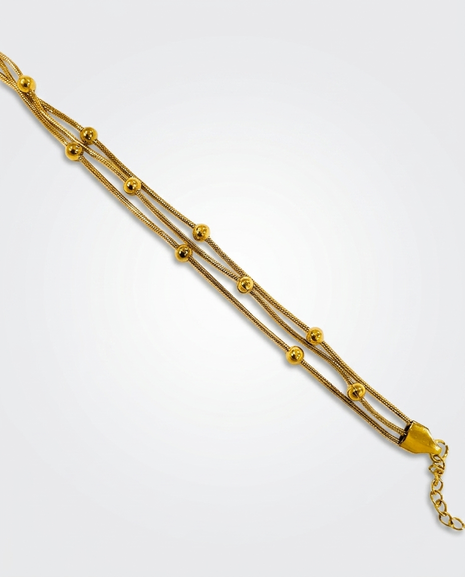 Triple-Strand Beaded Snake Chain Bracelet