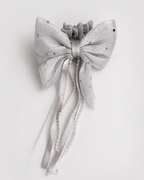 Sheer Bow Hair Tie with Pearl Tassels set of three