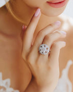 Luxe Floral Adjustable Zircon Ring