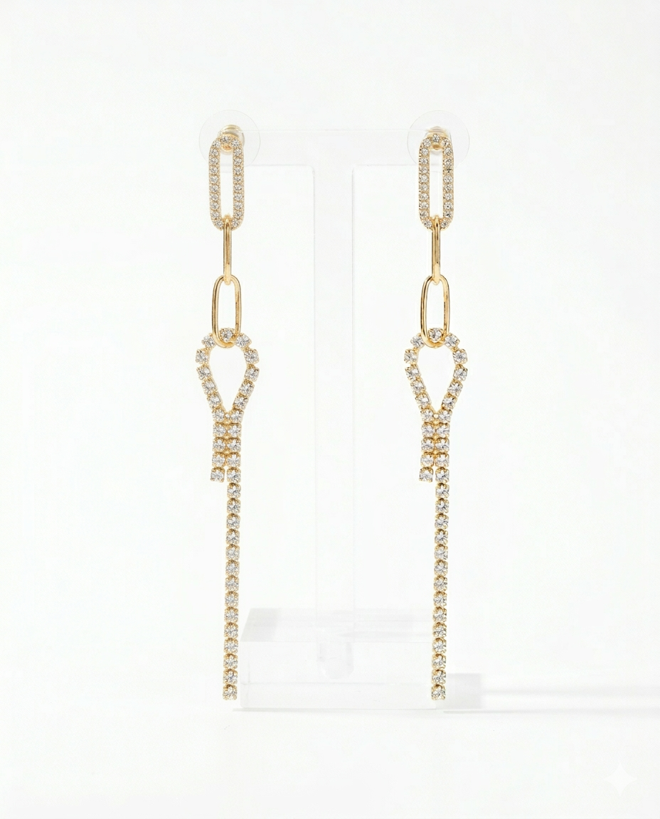 Aurora Linear Crystal Ribbon Drop Earrings