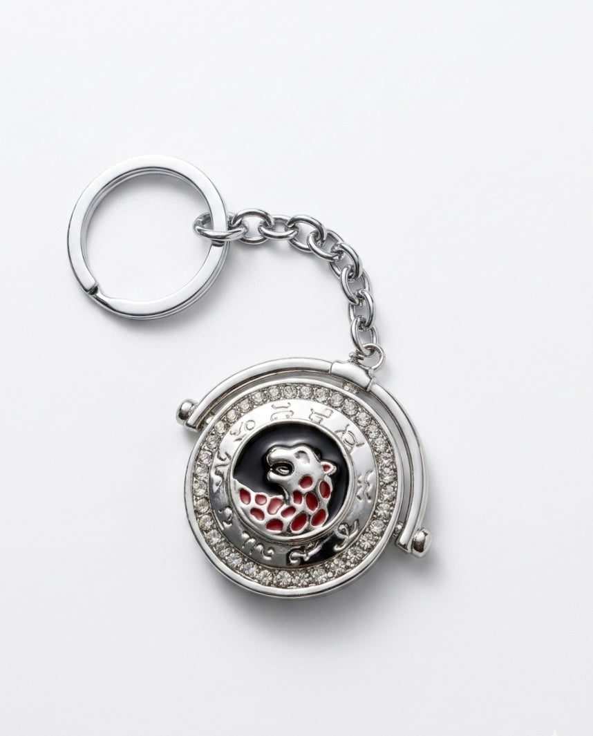 Zodiac-Bordered Jaguar bag Charm with real stones