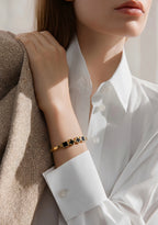 Black Enamel Gold Bangle Bracelet