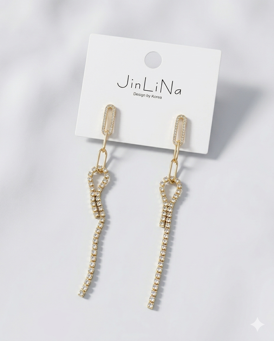 Aurora Linear Crystal Ribbon Drop Earrings