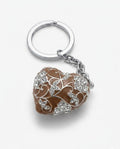 Mocha Filigree Heart Crystal Embellished Artisan Keyring