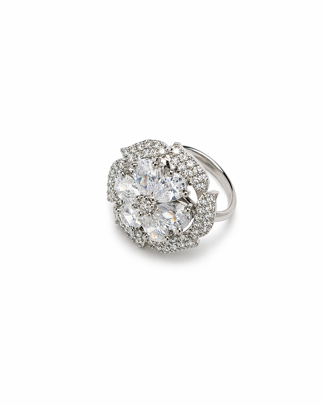 Luxe Floral Adjustable Zircon Ring