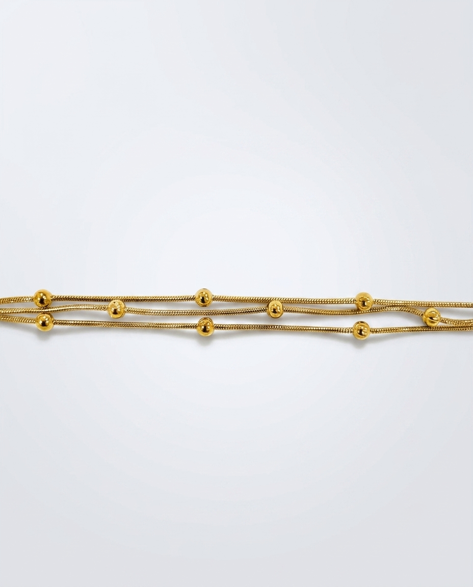 Triple-Strand Beaded Snake Chain Bracelet