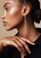 Aurora Linear Crystal Ribbon Drop Earrings