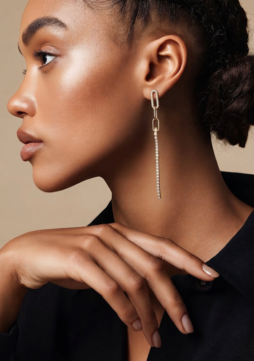 Aurora Linear Crystal Ribbon Drop Earrings