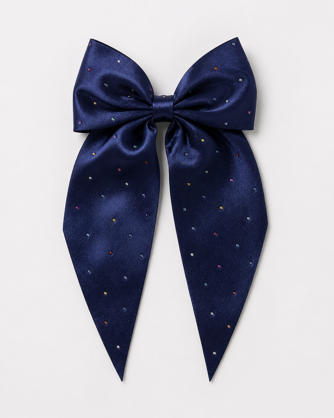 Dark Blue Sparkle Long Tail Hair Bow
