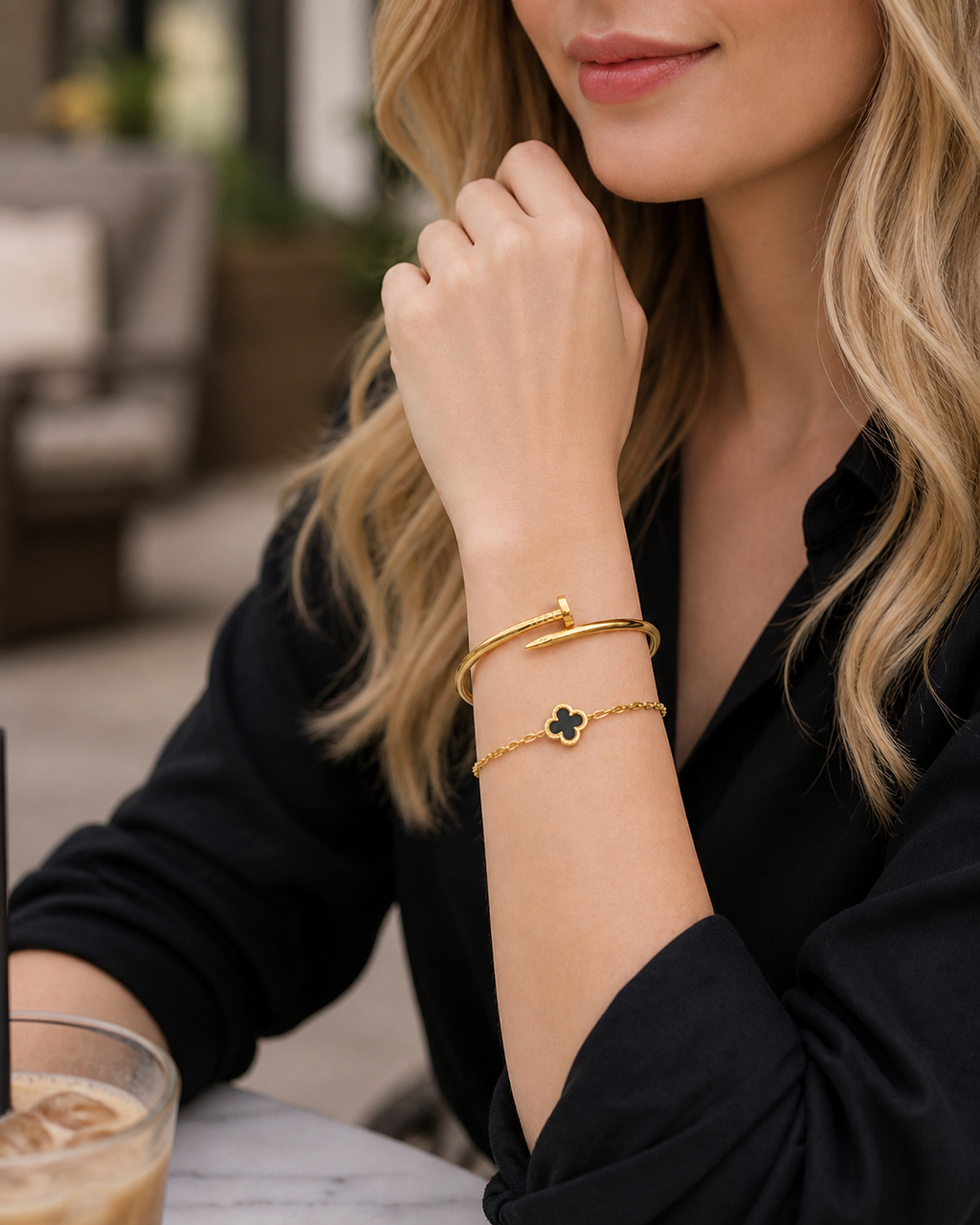 Golden Nail Bangle Bracelet