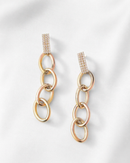 Gold Finish Multi-Link Drop Earrings with 925 Silver Toggle