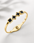Black Enamel Gold Bangle Bracelet